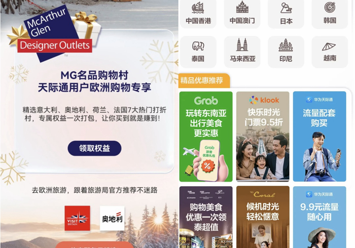 华为天际通携手众多伙伴带来丰富出境权益，点亮全球跨境之旅